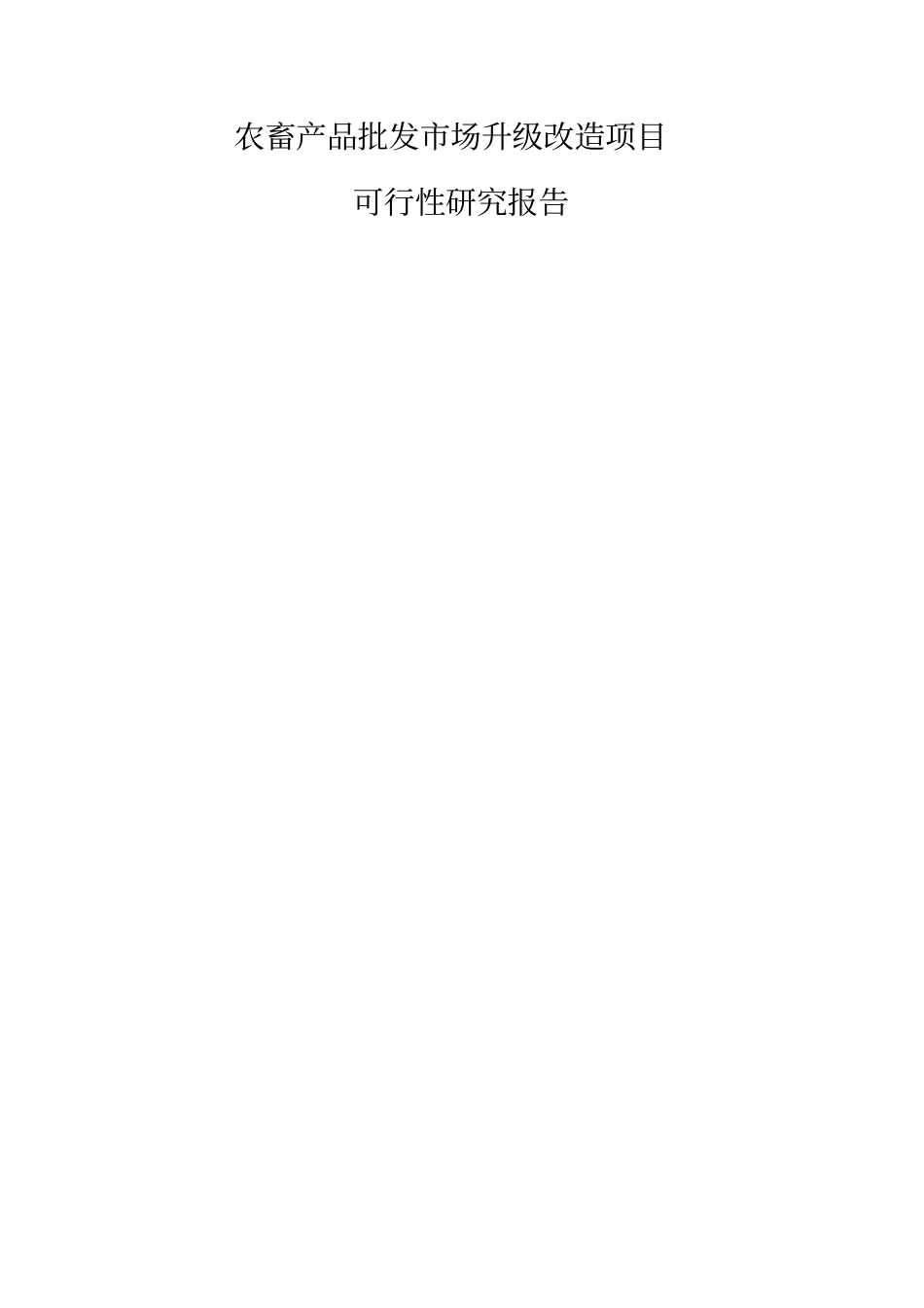 农畜产品批发场升级改造项目可行性研究报告_第1页