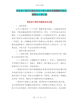 商务局干部作风建设活动方案与商务局庸懒散浮拖问题整治方案汇编
