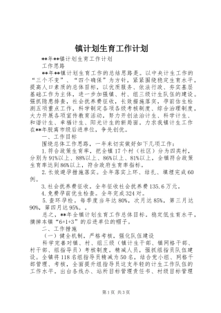 镇计划生育工作计划