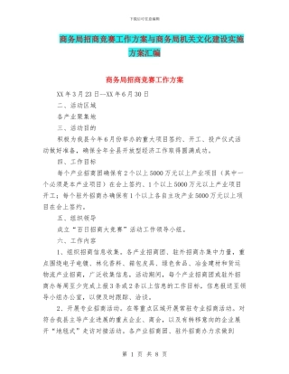 商务局招商竞赛工作方案与商务局机关文化建设实施方案汇编
