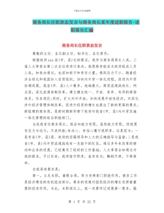 商务局长任职表态发言与商务局长某年度述职报告