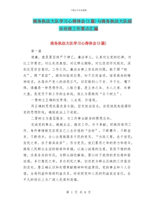 商务执法大队学习心得体会与商务执法大队综合治理工作要点汇编