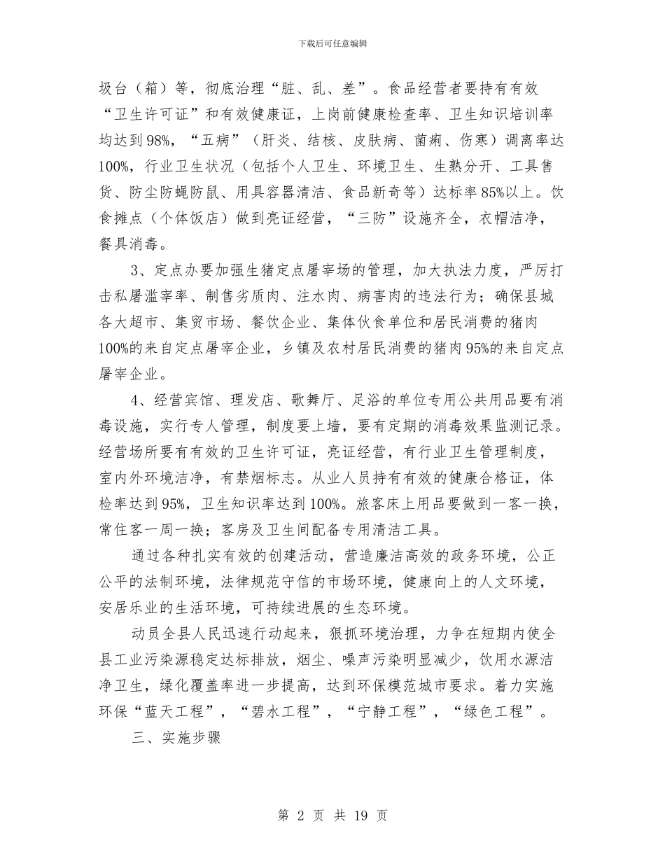 商务系统创建卫生县城工作方案与商务考察报告2篇汇编_第2页