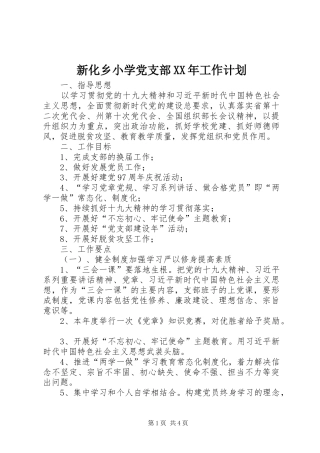 新化乡小学党支部XX年工作计划