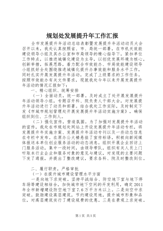 规划处发展提升年工作汇报