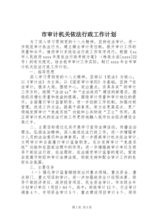 市审计机关依法行政工作计划
