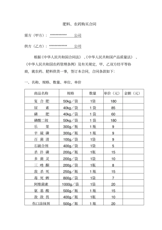 农药购买合同