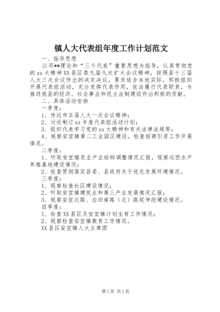 镇人大代表组年度工作计划范文