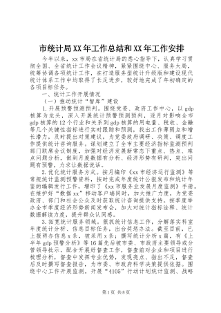 市统计局XX年工作总结和XX年工作安排