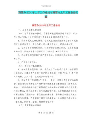 商管办2024年上年工作总结与商管办上年工作总结汇编