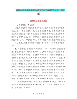 商贸办发展提升总结与商贸办工作总结及工作计划汇编