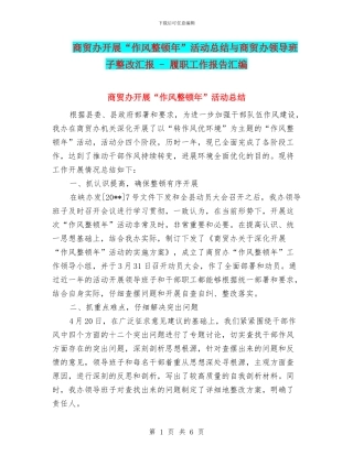 商贸办开展“作风整顿年”活动总结与商贸办领导班子整改汇报