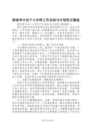 财政审计处个人年终工作总结与计划范文精选