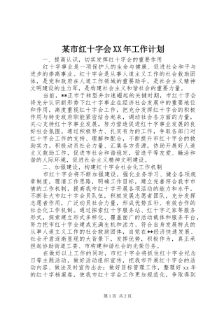 某市红十字会XX年工作计划