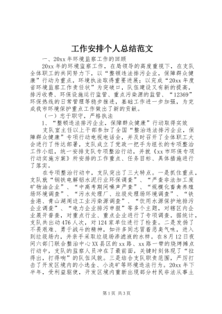 工作安排个人总结范文