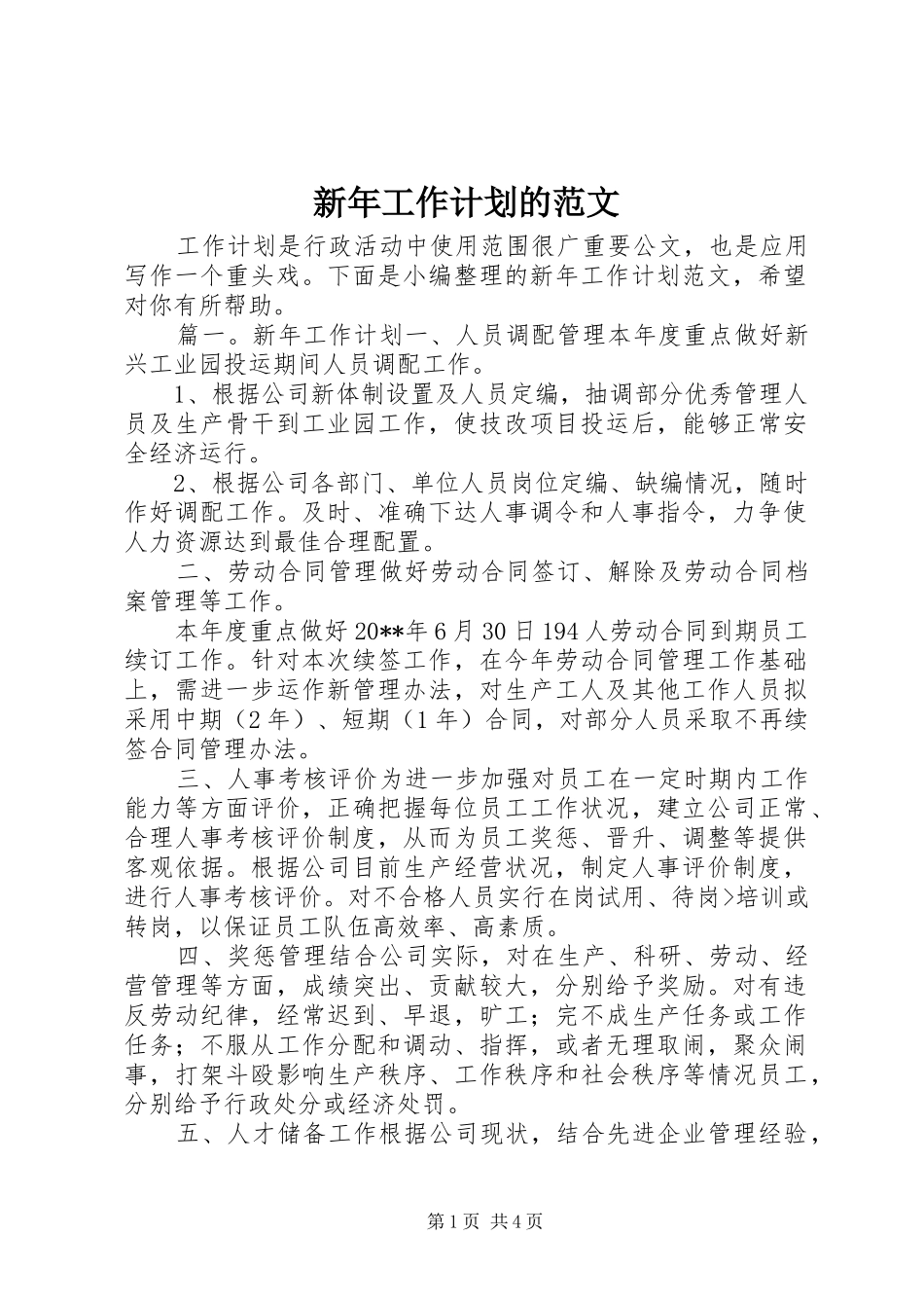 新年工作计划的范文_第1页