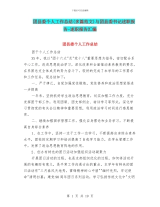 团县委个人工作总结与团县委书记述职报告