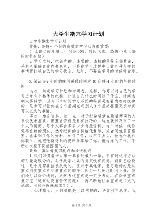 大学生期末学习计划