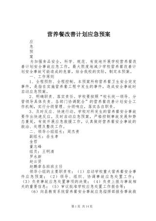 营养餐改善计划应急预案