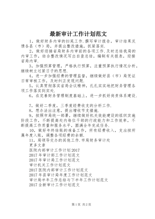 最新审计工作计划范文