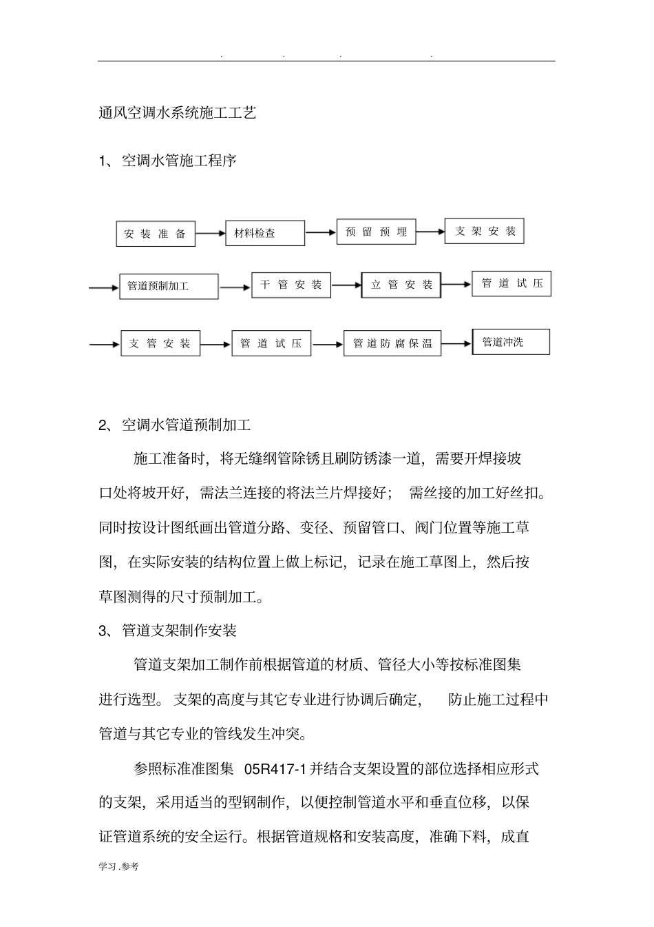 冷冻水水管施工工艺标准详_第1页