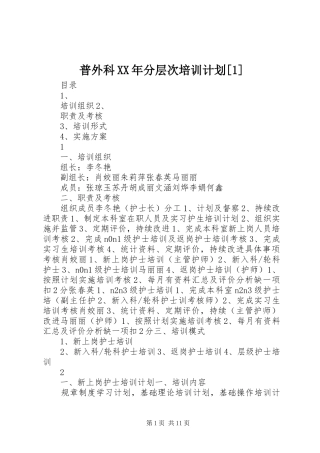 普外科XX年分层次培训计划[1]