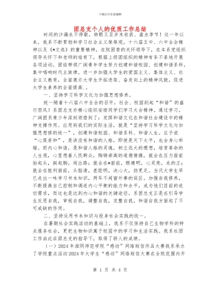 团总支个人的优质工作总结