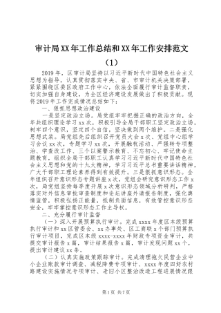 审计局XX年工作总结和XX年工作安排范文（1）