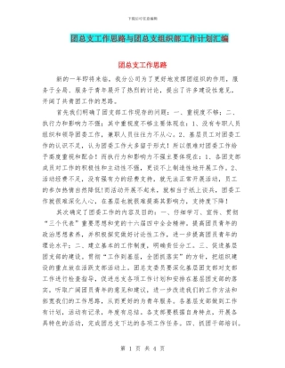 团总支工作思路与团总支组织部工作计划汇编