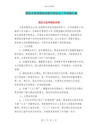 团总支宣传规划安排与团总支工作思路汇编