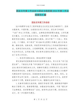 团总支年度工作总结与团总支组织部2024年度工作总结报告汇编