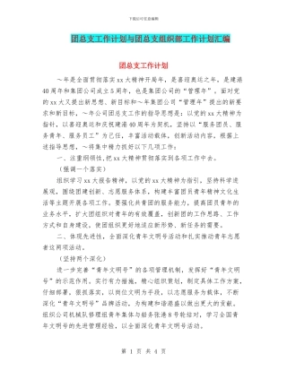 团总支工作计划与团总支组织部工作计划汇编