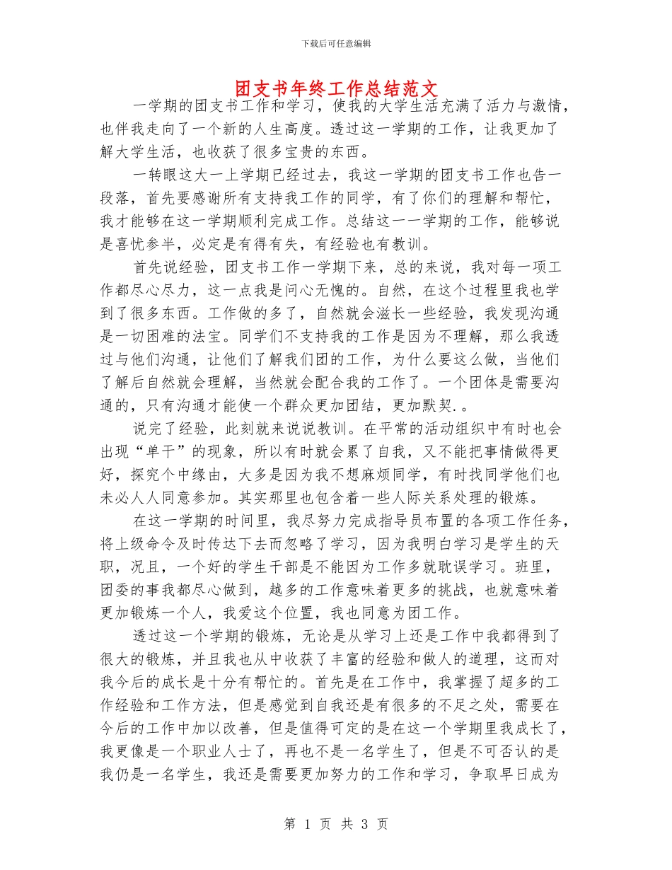 团支书年终工作总结范文_第1页