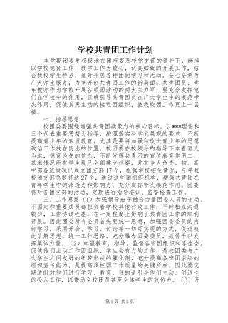 学校共青团工作计划