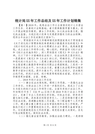 统计局XX年工作总结及XX年工作计划锦集