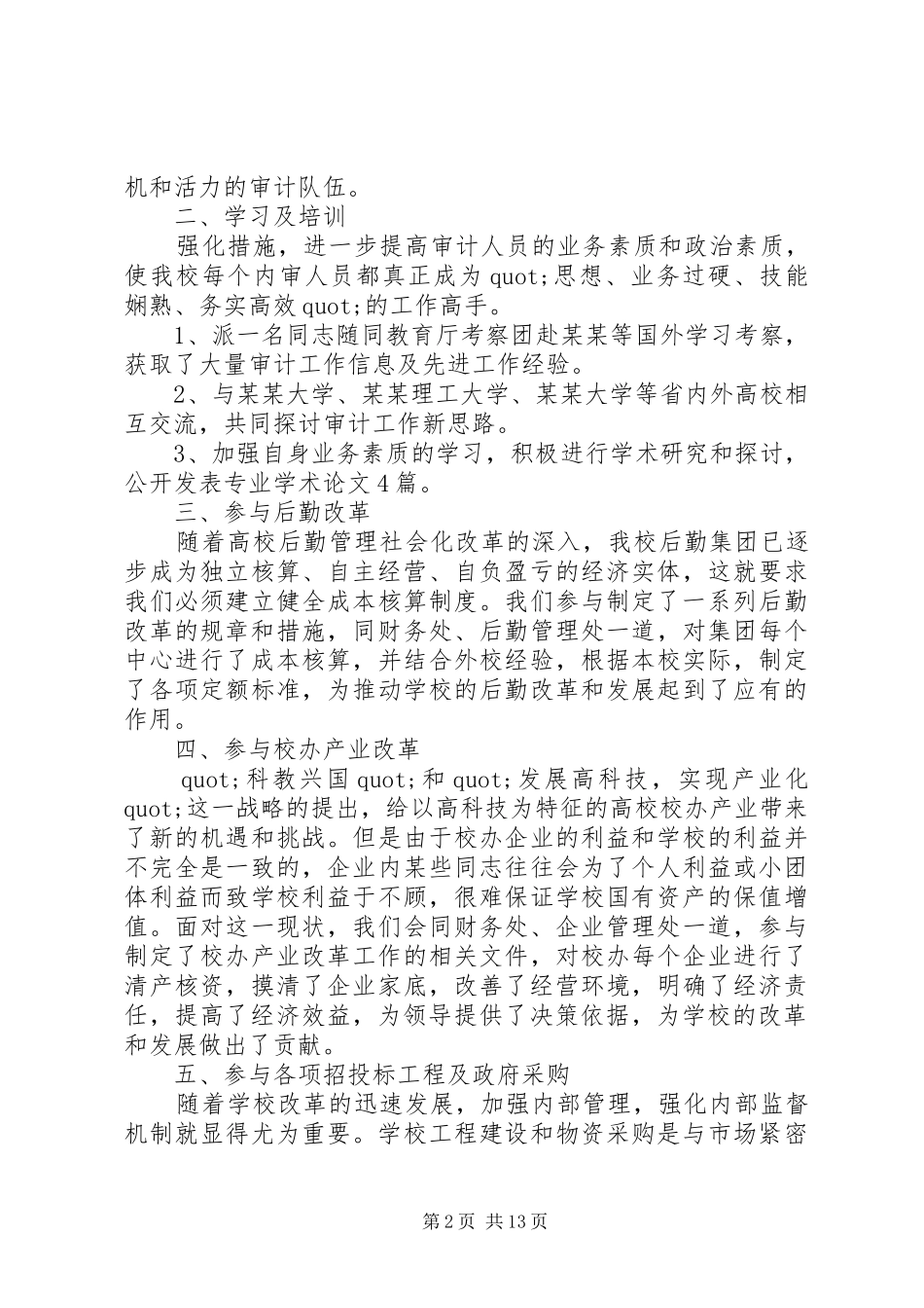 审计部门年终个人工作总结与计划范例_第2页