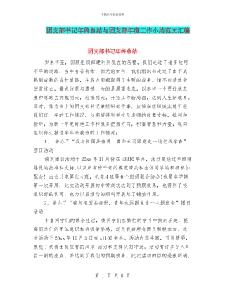 团支部书记年终总结与团支部年度工作小结范文汇编