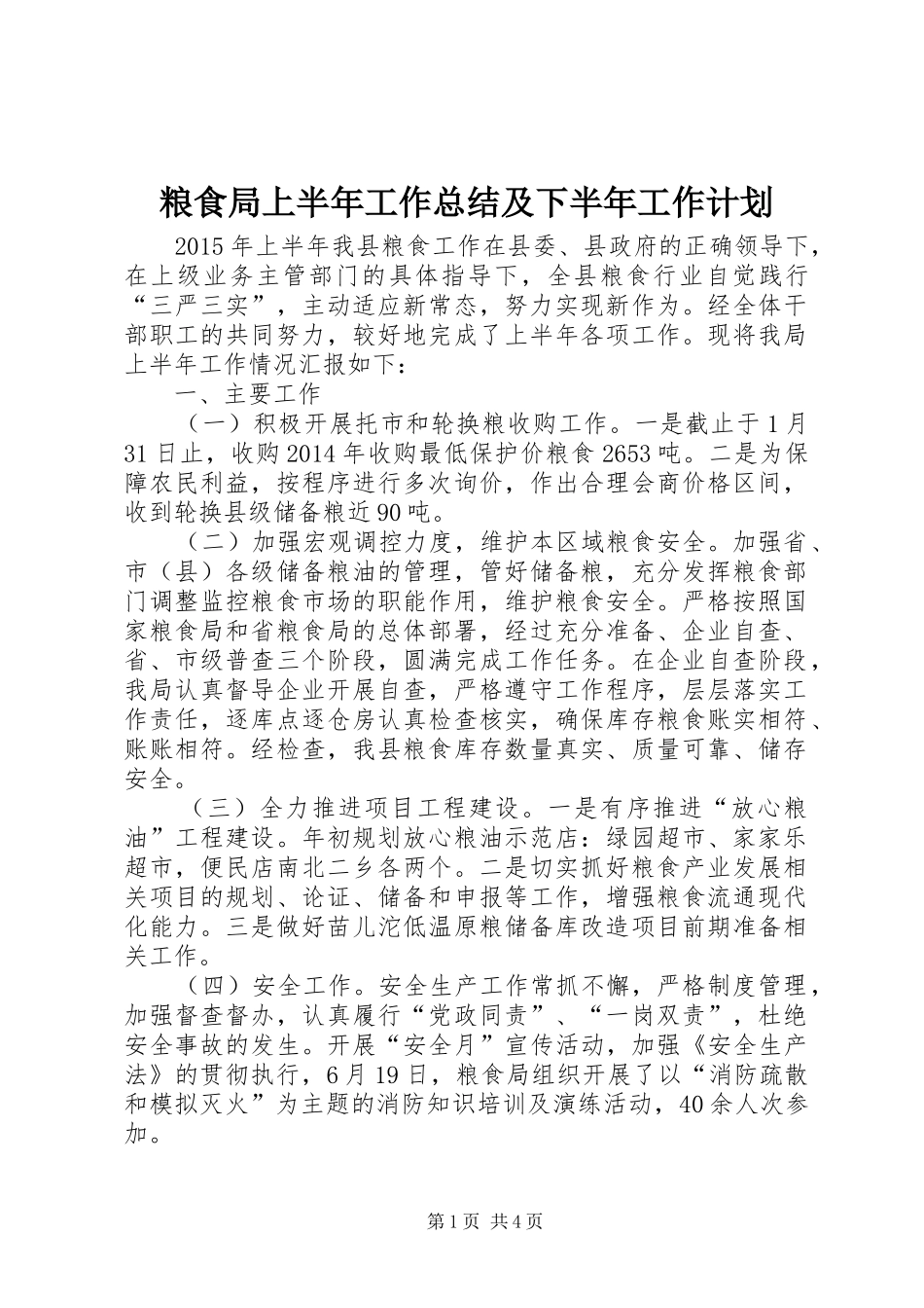 粮食局上半年工作总结及下半年工作计划_第1页