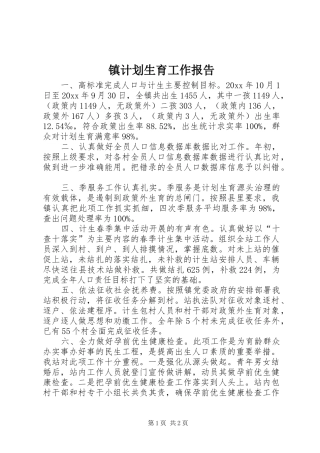 镇计划生育工作报告