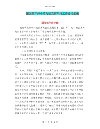 团支部年终小结与团支部年终工作总结汇编