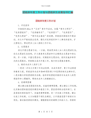 团组织年度工作计划与团组织生活策划书汇编.doc