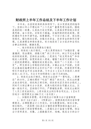 财政所上半年工作总结及下半年工作计划_1