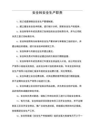 安全办工作职责