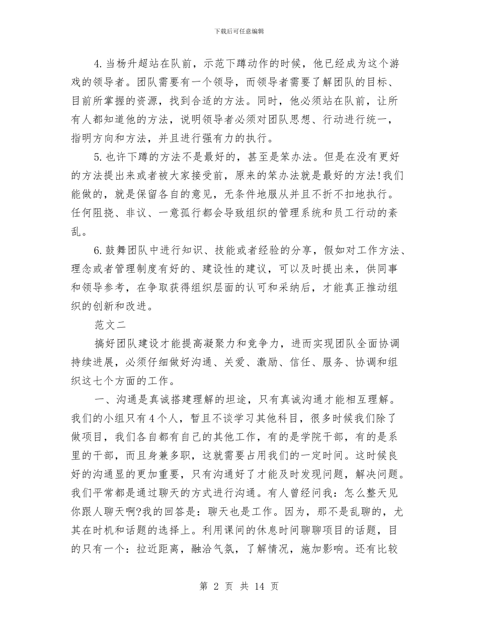 团队游戏心得体会与团队演讲稿范文4篇汇编_第2页