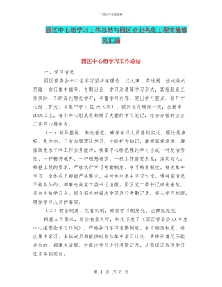 园区中心组学习工作总结与园区企业亮化工程实施意见汇编