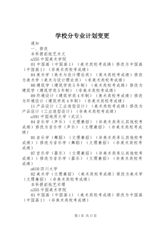 学校分专业计划变更
