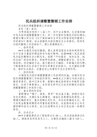 民兵组织调整暨整顿工作安排