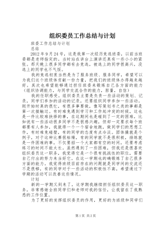 组织委员工作总结与计划