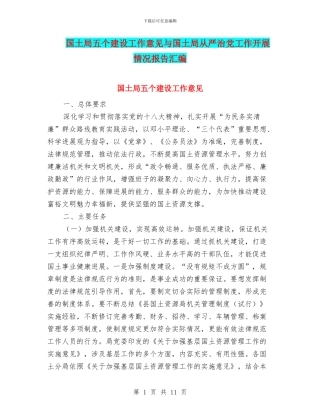 国土局五个建设工作意见与国土局从严治党工作开展情况报告汇编