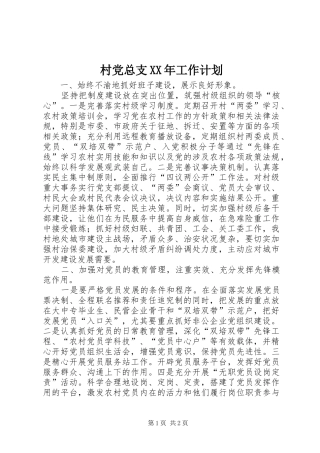 村党总支XX年工作计划